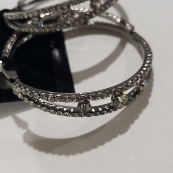 Eisenberg Ice Silver-Tone Sparkling Rhinestone Big Hoop Earrings Women's Jewelry - Picture 5 of 9